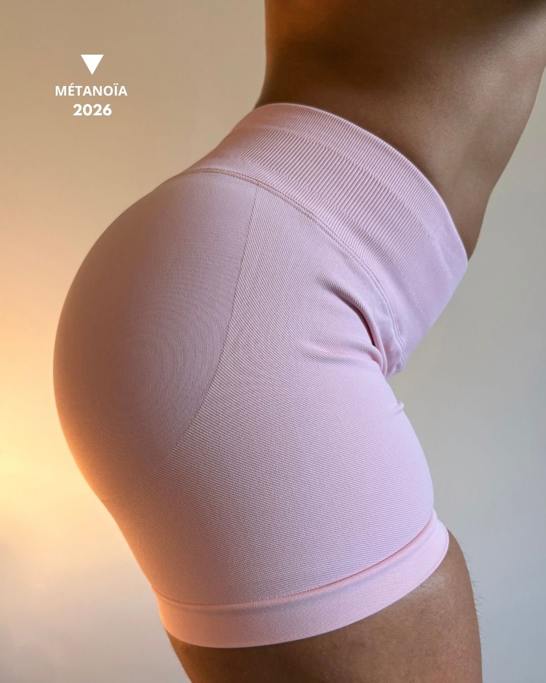 Métanoïa | Short de sport seamless - Rose poudré
